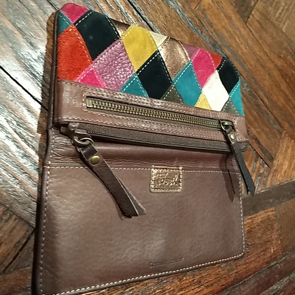 ❤️FINALPRICE❤️FossilWalletDiamondpatchworkSuede - Picture 2 of 8